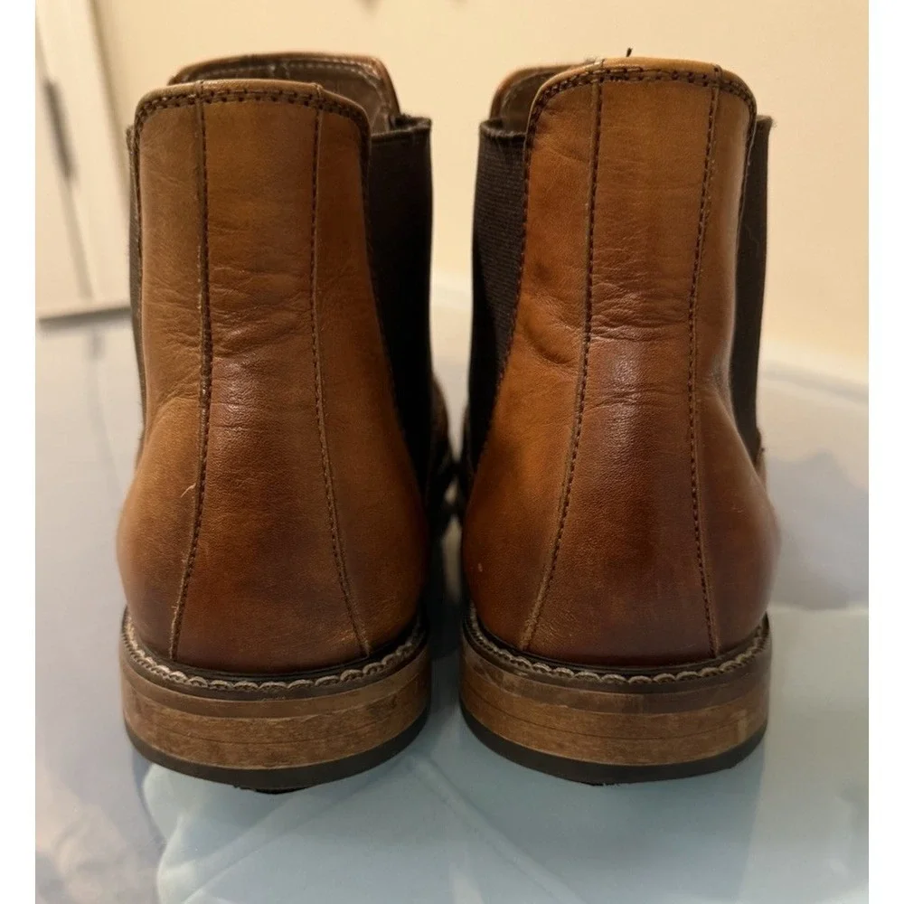 Stacy‎ Adams Men's Size 9.5 Brown Leather Alomar Cap-Toe Chelsea Boots